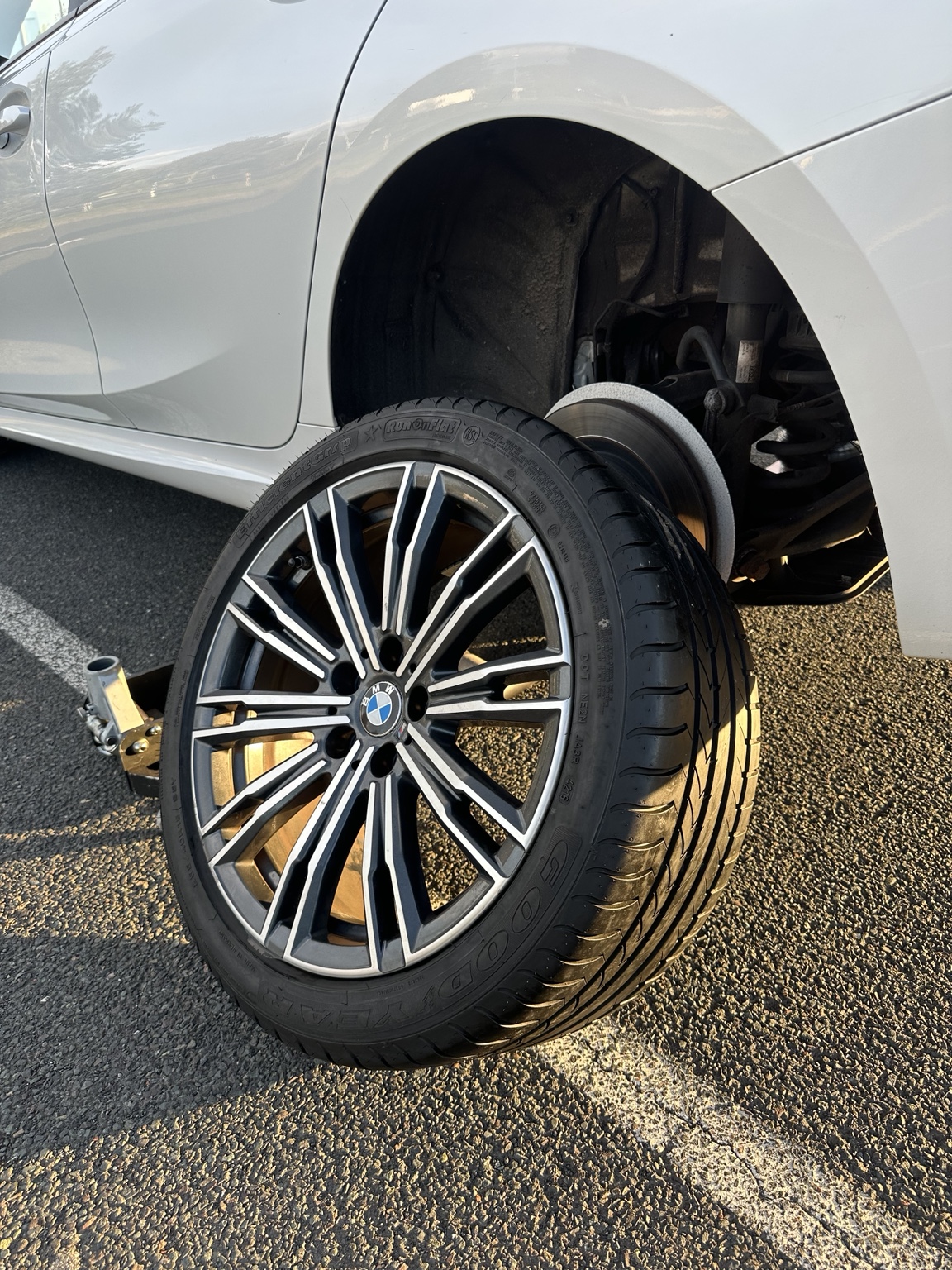 BMW wheel during a tyre change