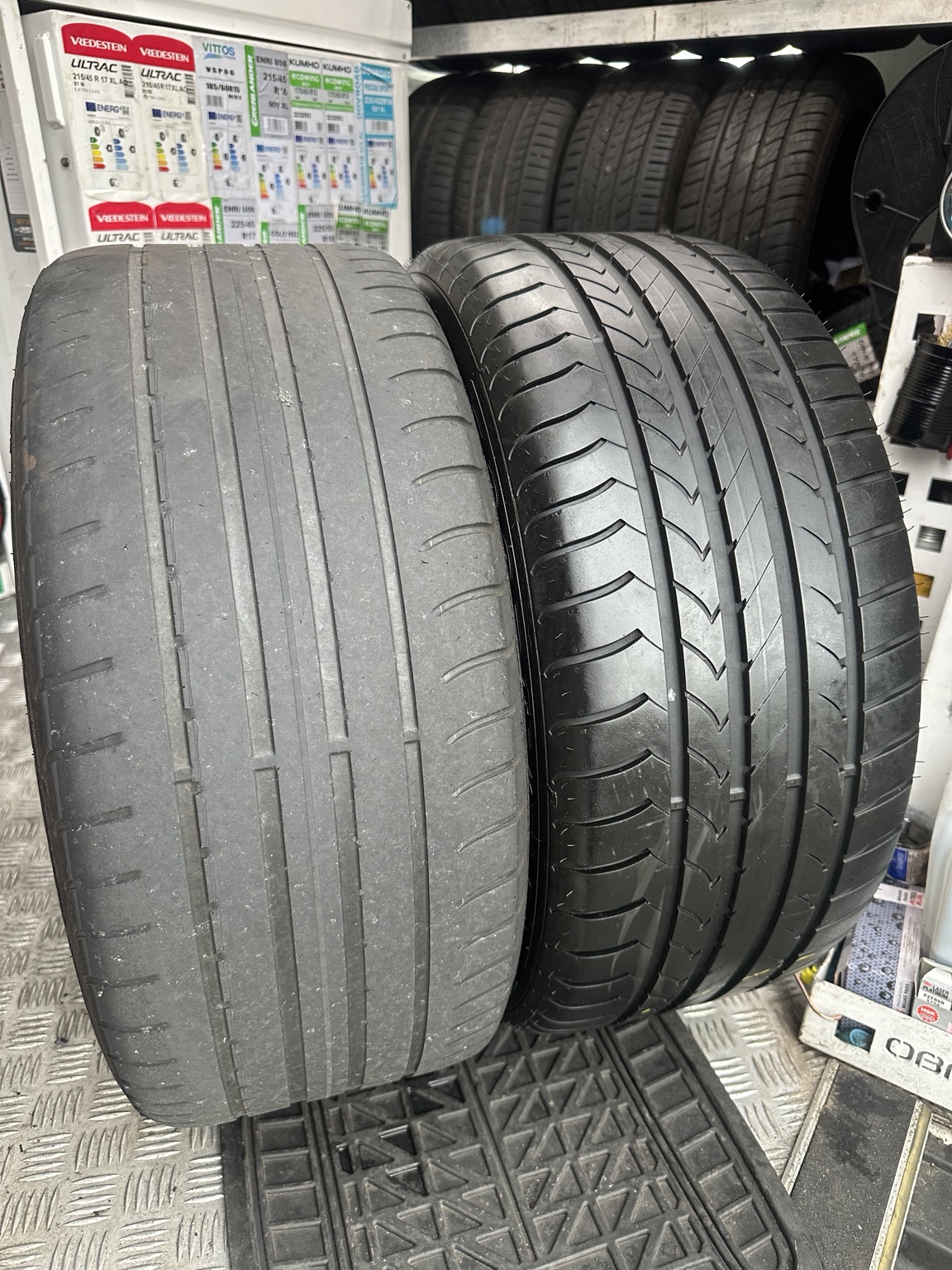 Worn and replacement tyre comparison