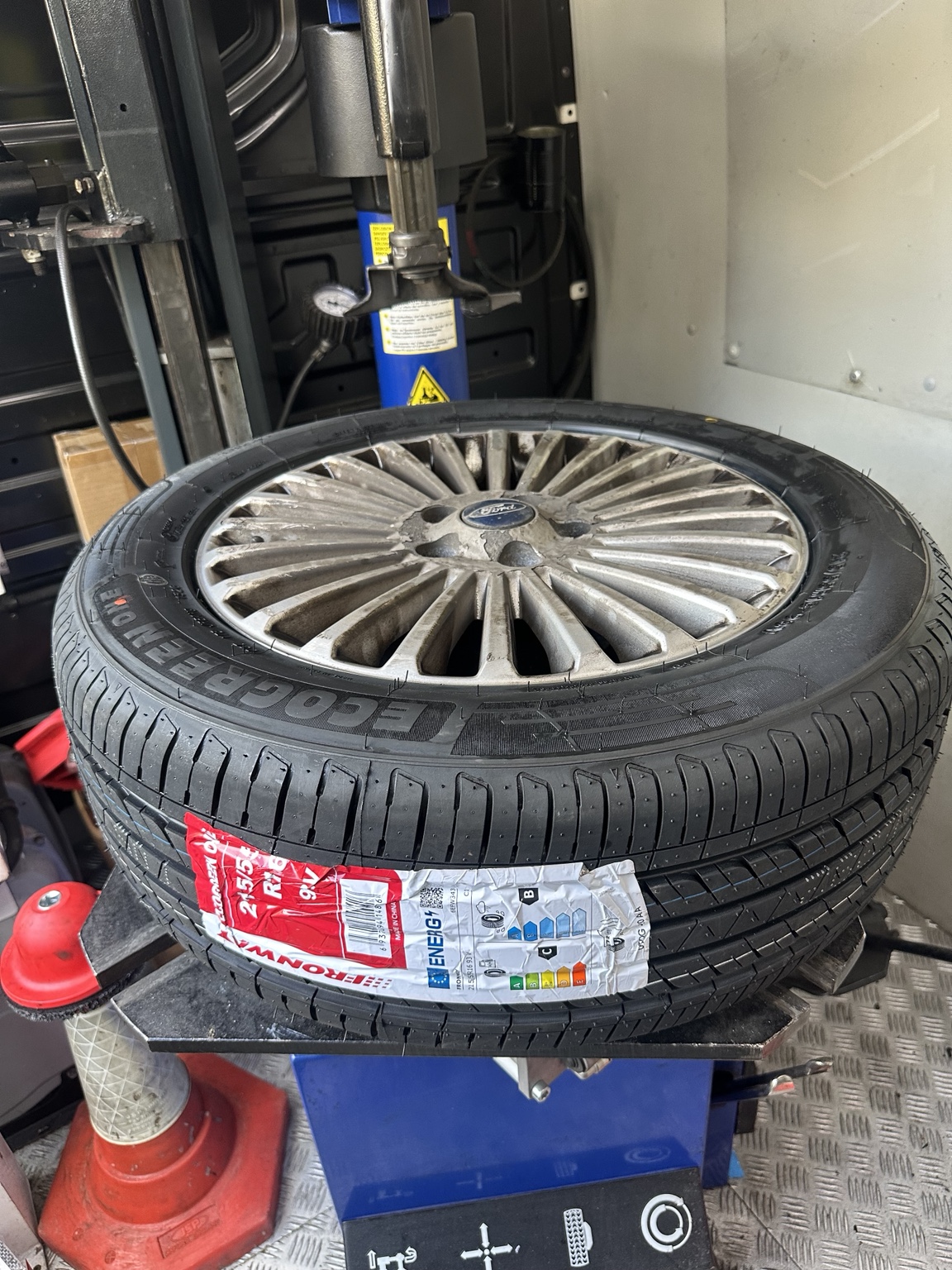 Tyre fitting equipment in our mobile van