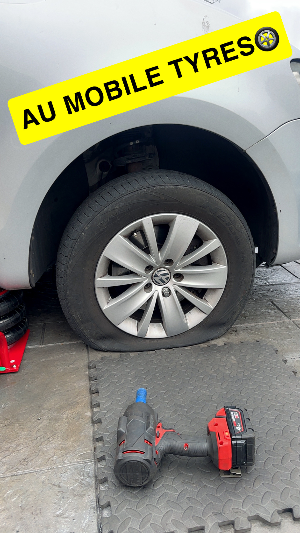 Volkswagen wheel during a mobile tyre visit
